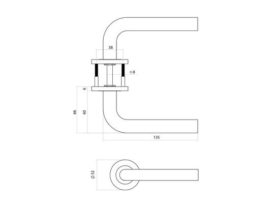 Intersteel Deurkruk op rozet verdekt RVS Q02 52X6MM