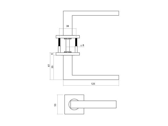 Intersteel Deurkruk op rozet verdekt zwart Q05 53X53X6MM
