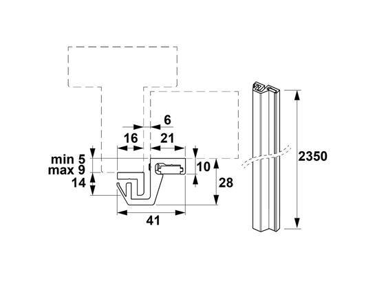 AXA Deurbeveiligingsstrip alu F1 SKG* M3-EX/5-9 MM 235 CM