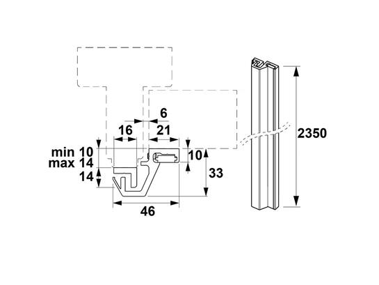 AXA Deurbeveiligingsstrip alu F1 SKG* M3-EX/10-14 MM 235 CM