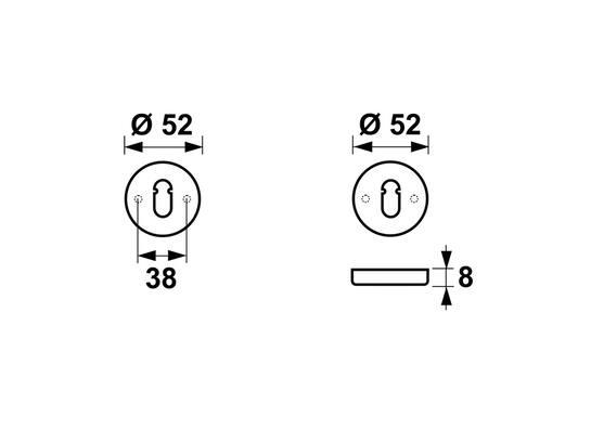 AXA Sleutelrozet F8 zwart CURVE 52 MM