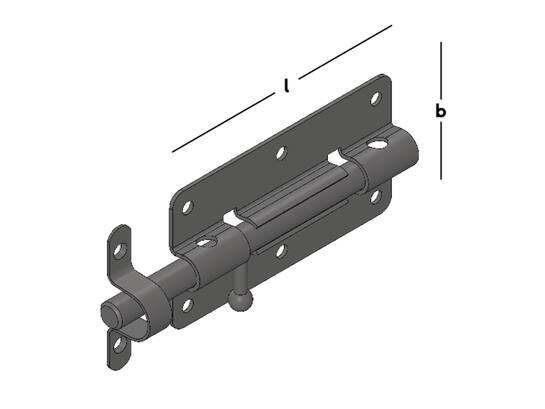GB Plaatgrendel zwart 100X50MM