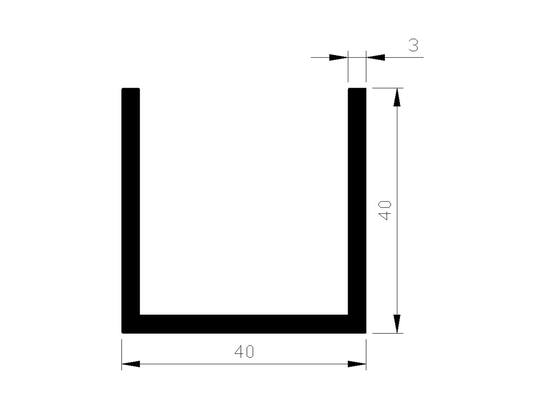 ALUART U-profiel 6 METER 40X40X40X3