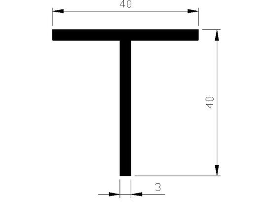 ALUART T-profiel aluminium 3 METER 40X3