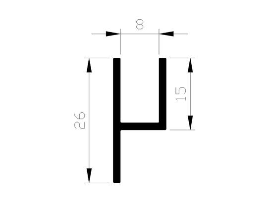 ALUART H profiel gelijkbenig aluminium 3 METER 8MM