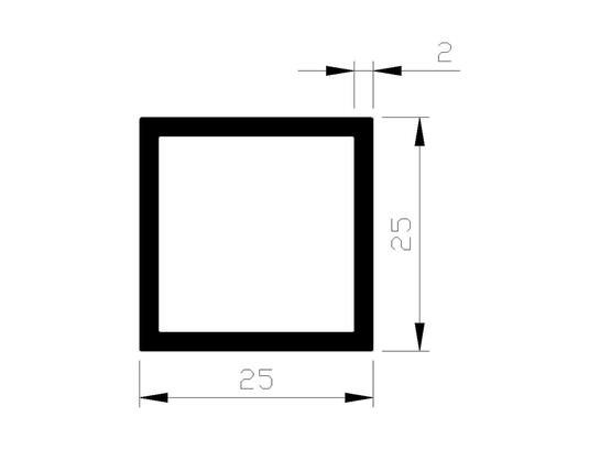 ALUART Buis vierkant 6 METER 25X25X2MM