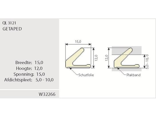 Q-LON Tochtstrip zelfklevend zwart 3121 (12X15MM) 25 METER