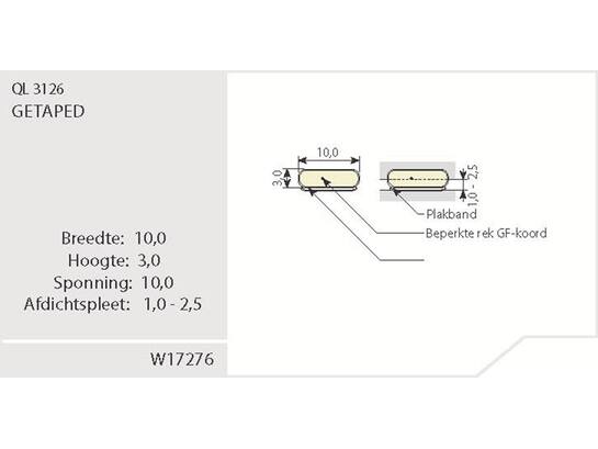 Q-Lon Tochtstrip zelfklevend wit 3126 (10X3MM) 25 meter