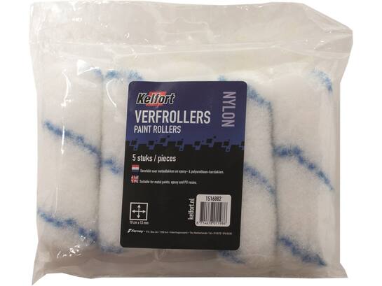 Kelfort Verfroller wit/blauw nylon 15 mm 10 cm 5 stuks