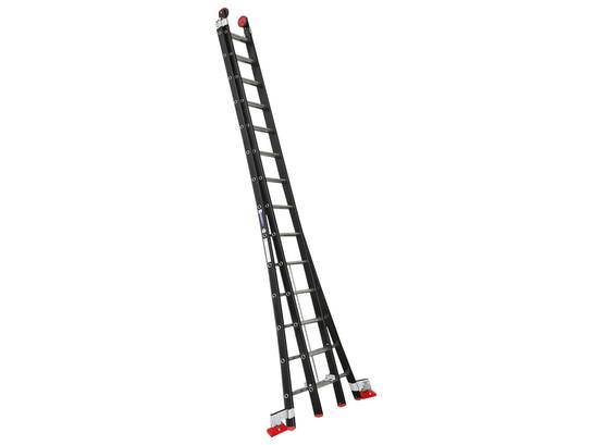 KELFORT Reformladder zwart gecoat met gevelrol MAGNUS 2X14 TREDE