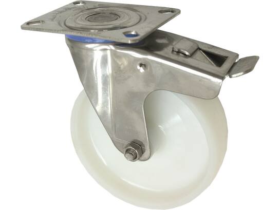 KELFORT Zwenkwiel met rem wit RVS 125 KG 80 MM