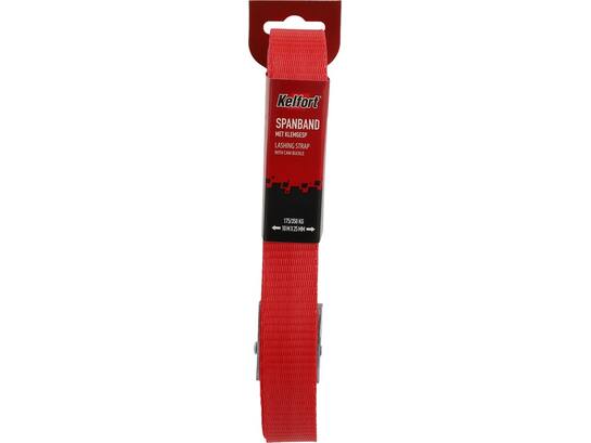 Kelfort Spanband rood met klemgesp 25 mm X10,0 meter