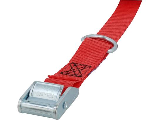 Kelfort Spanband rood met klemgesp en D-ring 25 mm X6,0 meter