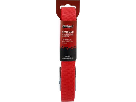 Kelfort Spanband rood met klemgesp en D-ring 25 mm X6,0 meter