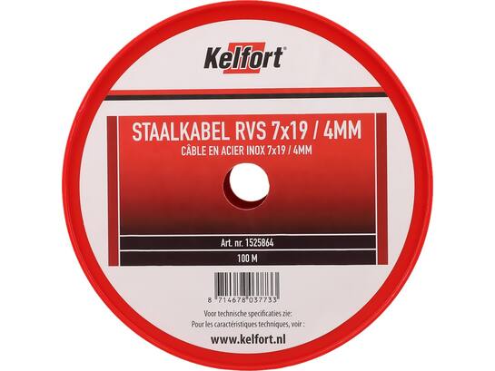 Kelfort Staalkabel RVS 7x7 4 MM