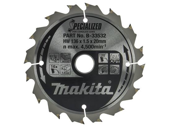 MAKITA Cirkelzaagblad Hout / 16T 136X20X1.5