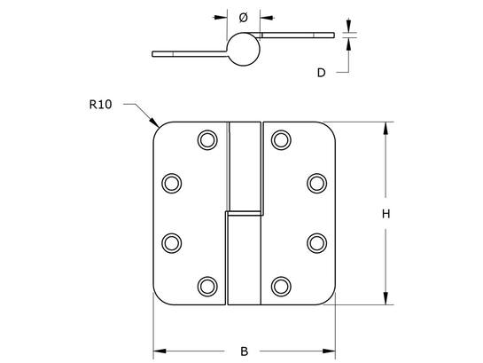 DX VH kogelpaumelle rond DIN rechts verzink staal verzinkt 89X89 MM