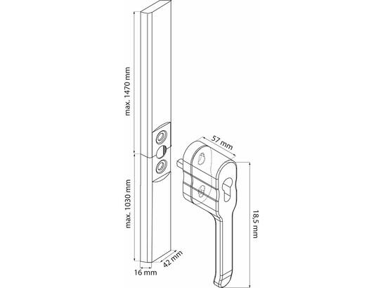 DX Espagnoletsluiting skg** / wit geepoxeerd 530-2500MM