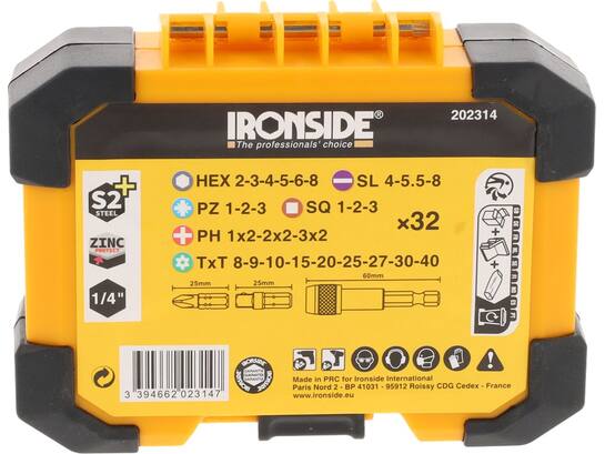 Ironside Bitset in kunststof houder 32-delig 25 mm