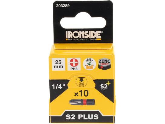 Ironside Bit 1/4 standaard S2 10 stuks ph3-25 mm