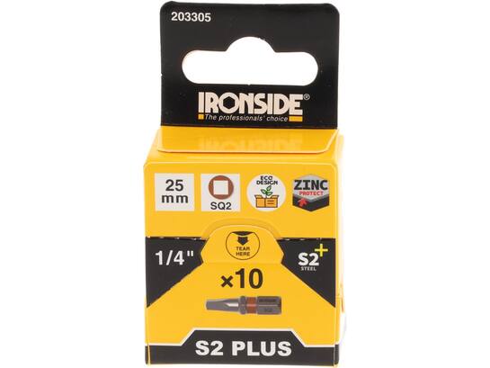 Ironside Bit 1/4 standaard S2 10 stuks sq2-25 mm