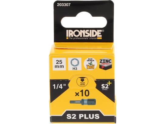 Ironside Bit 1/4 standaard S2 10 stuks hex3-25 mm