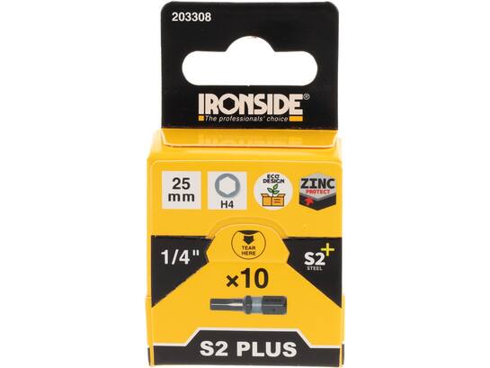 Ironside Bit 1/4 standaard S2 10 stuks hex4-25 mm