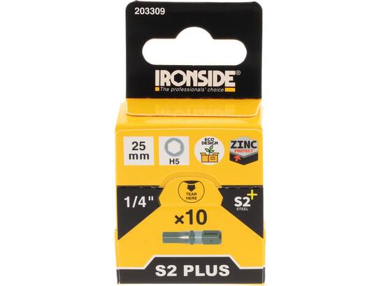 Ironside Bit 1/4 standaard S2 10 stuks hex5-25 mm