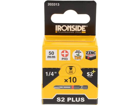Ironside Bit 1/4 standaard S2 10 stuks ph3-50 mm