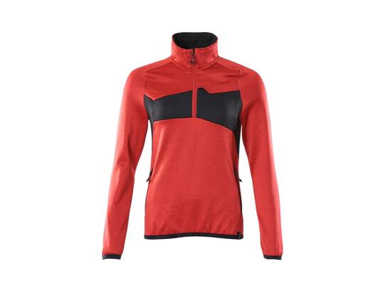 Mascot Fleecetrui met korte rits dames signaalrood/zwart 2XL
