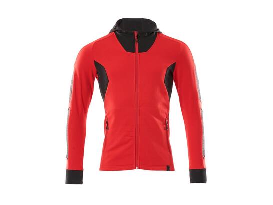 Mascot Capuchontrui met rits signaalrood/zwart S ONE