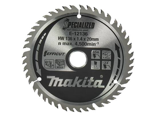 Makita Cirkelzaagblad hout / 45 TANDS 136X20X1.4