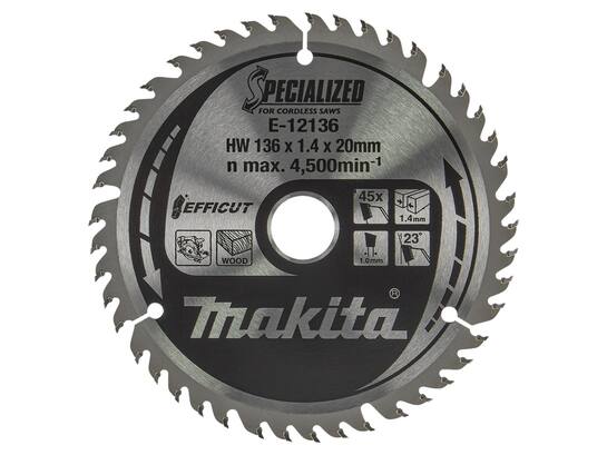 Makita Cirkelzaagblad hout / 45 TANDS 136X20X1.4