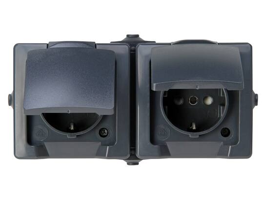 Kopp WCD horizontaal Nautic antraciet IP44 2-voudig