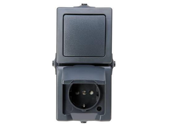 Kopp WCD combi verticaal Nautic antraciet IP44 2-voudig