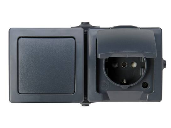 Kopp WCD combi horizontaal Nautic antraciet IP44 2-voudig