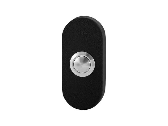 GPF Beldrukker ovaal met RVS button ZWART
