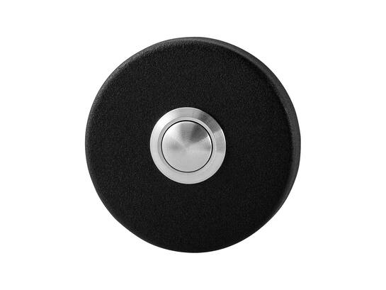 GPF Beldrukker rond met RVS button ZWART