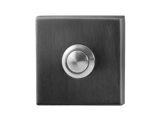 GPF Beldrukker vierkant met RVS button PVD ANTRACIET
