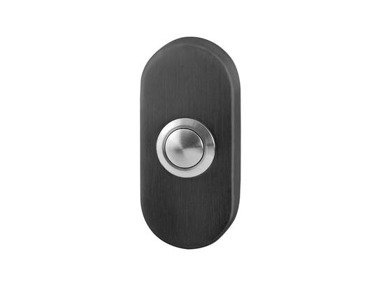 GPF Beldrukker ovaal met RVS button PVD ANTRACIET