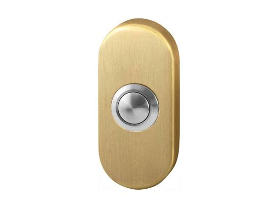 GPF Beldrukker ovaal met RVS button PVD MAT MESSING