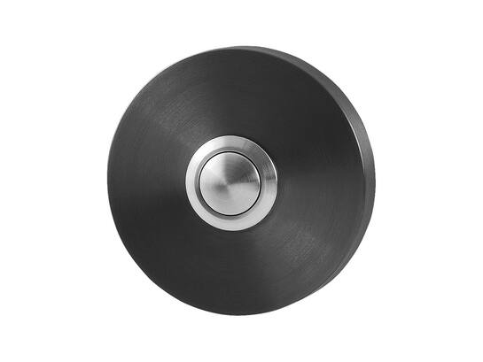 GPF Beldrukker rond met RVS button PVD ANTRACIET