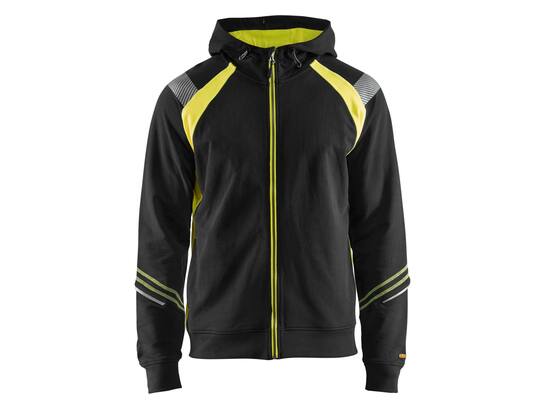 Blaklader Hooded Sweater High Visibility 3433 Zwart/Geel XXL