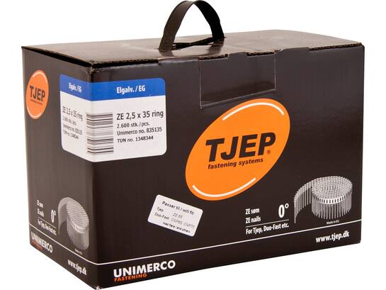 TJEP Coilnagel 0 gr. verzinkt 2600 stuks ZE 25/35 2,5X35MM