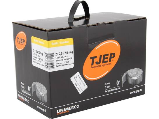 TJEP Coilnagel 0 gr. RVS A2 1950 stuks ZE 25/50 2,5X45MM