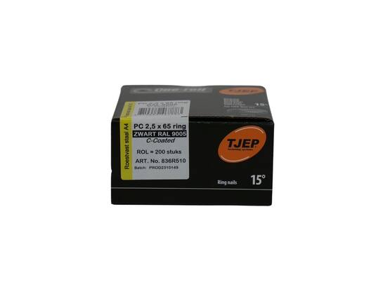 TJEP Coilnagel 15 gr. RVS A4 RAL 9005 200 stu CN 25/65 2,5X65MM