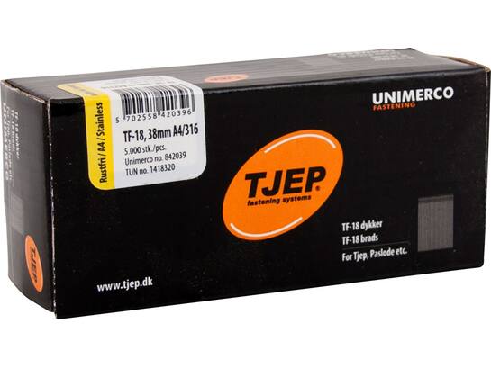 Tjep Mini-brad 0 gr. RVS A4 5000 stuks TF-18 38MM