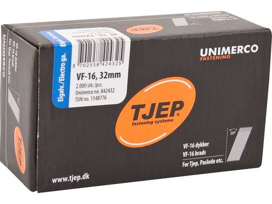 Tjep Brad 20 gr. verzinkt 2000 stuks VF-16 32MM