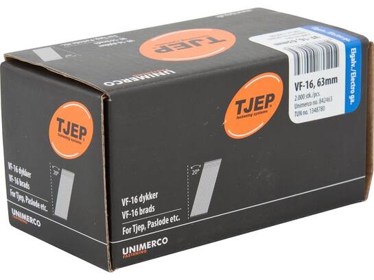 Tjep Brad 20 gr. verzinkt 2000 stuks VF-16 63MM
