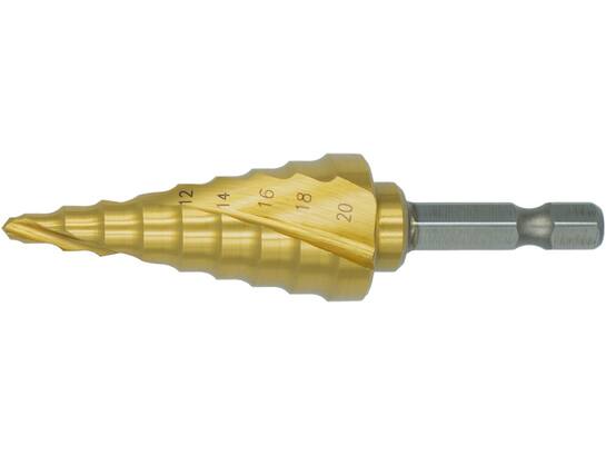 Phantom Plaatboor getrapt Ergo Step HSS TiN zeskant 44.125 4-20 MM